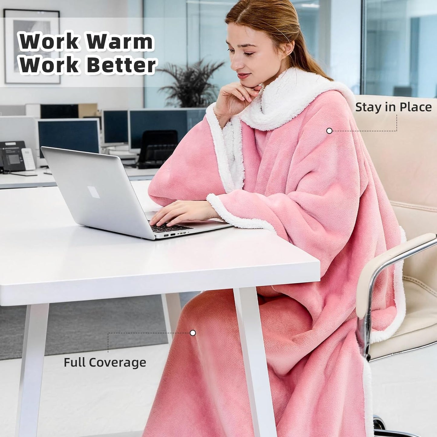 IFNOW Sherpa Wearable Blanket with Sleeves for Women Men Adults, Christmas Birthday Gifts for Women Mom Wife, Cozy Wearable Blanket with Arm and Pocket, Warm Full Body TV Wrap Throw Blanket, Grey
