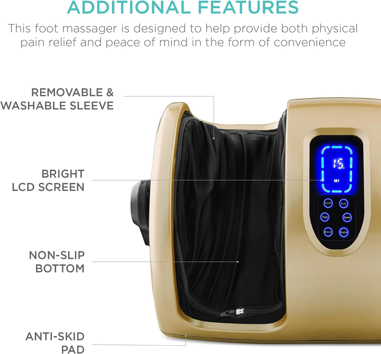 Best Choice Products Shiatsu Foot Massager with Heat for Plantar Fasciitis & Neuropathy, Kneading Foot & Calf Massager with Remote, 360° Adjustable Handle, Rolling & Compression Massage - Satin Black
