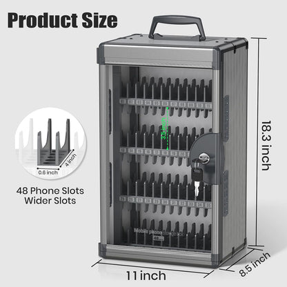 36 Slots Cell Phone Locker for Classroom with Key, Portable Mobile Phone Storage Box with Handle & Charging Hole, Phone Lock Box Wall Mounted for School (Black, 36 Slots)