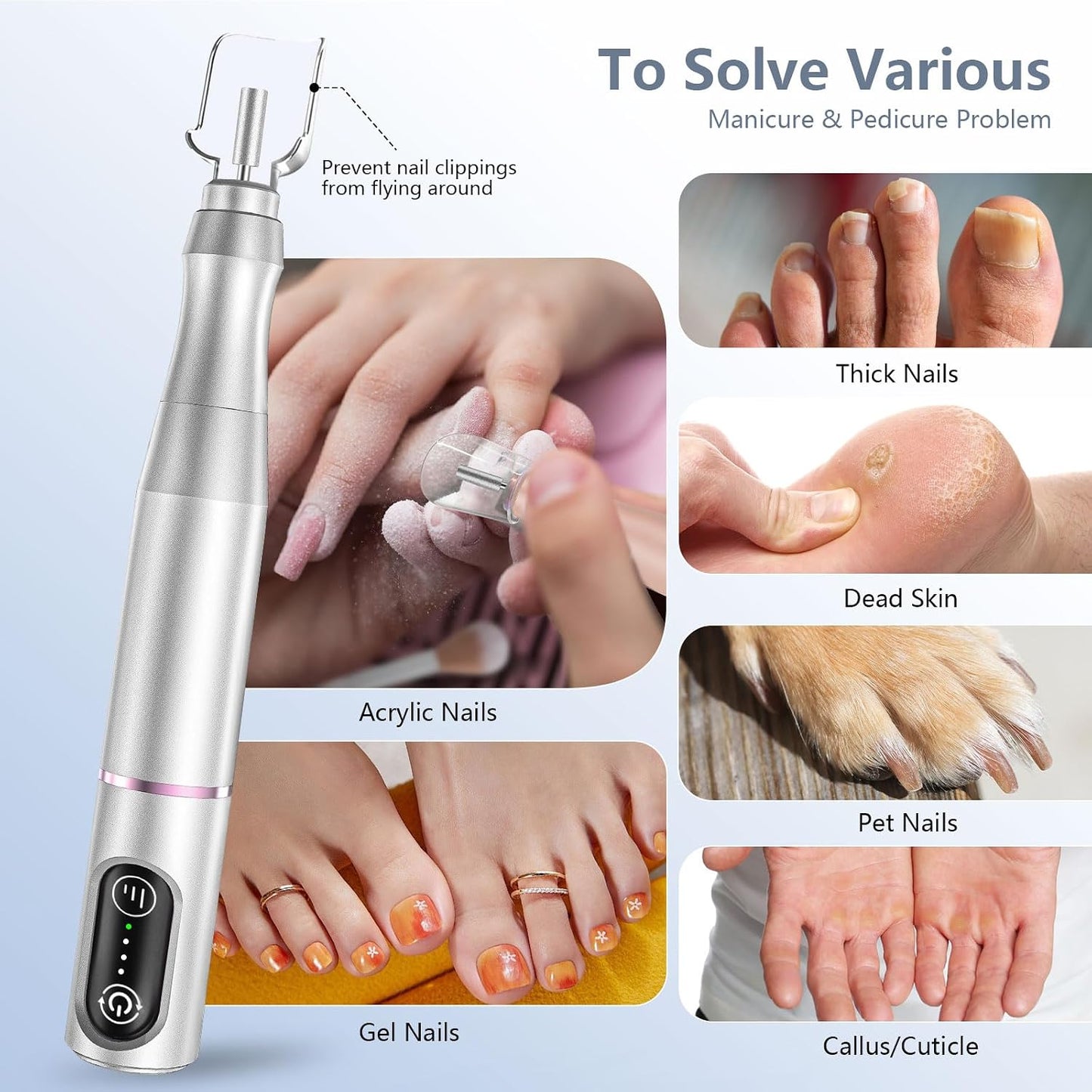 TUOBEO Cordless Nail Drill Electric Nail File Kit, Rechargeable Efile Set, Portable Acrylic Gel Nail Polish Remover Machine, Pedicure Manicure Tool, 11 Bits, 56 Sanding Bands, Salon Home, Purple