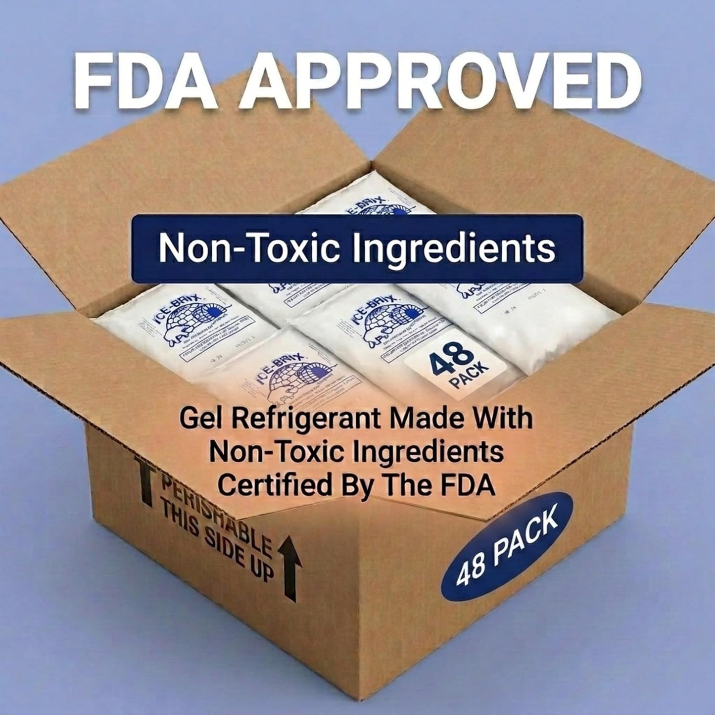 ICE-BRIX Reusable Gel Ice Packs for Shipping, 5 x 2.75 x 0.75 in, 3 oz White (96 Pack) - Compact Cold Packs for GLP-1 Medication Mailers, Lunch Boxes, Small Coolers, Frozen Food & Perishables