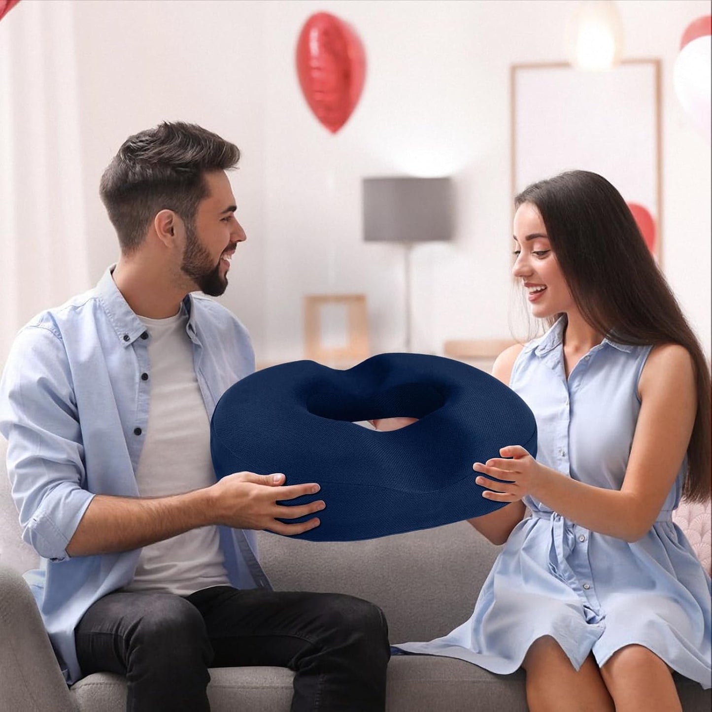 BlissTrends Donut Pillow Seat Cushion,Donut Chair Cushions for Postpartum Pregnancy & Hemorrhoids,Tailbone Pain Relief Cushion,Memory Foam Lifting Cushions for Office&Home Chairs (Black)