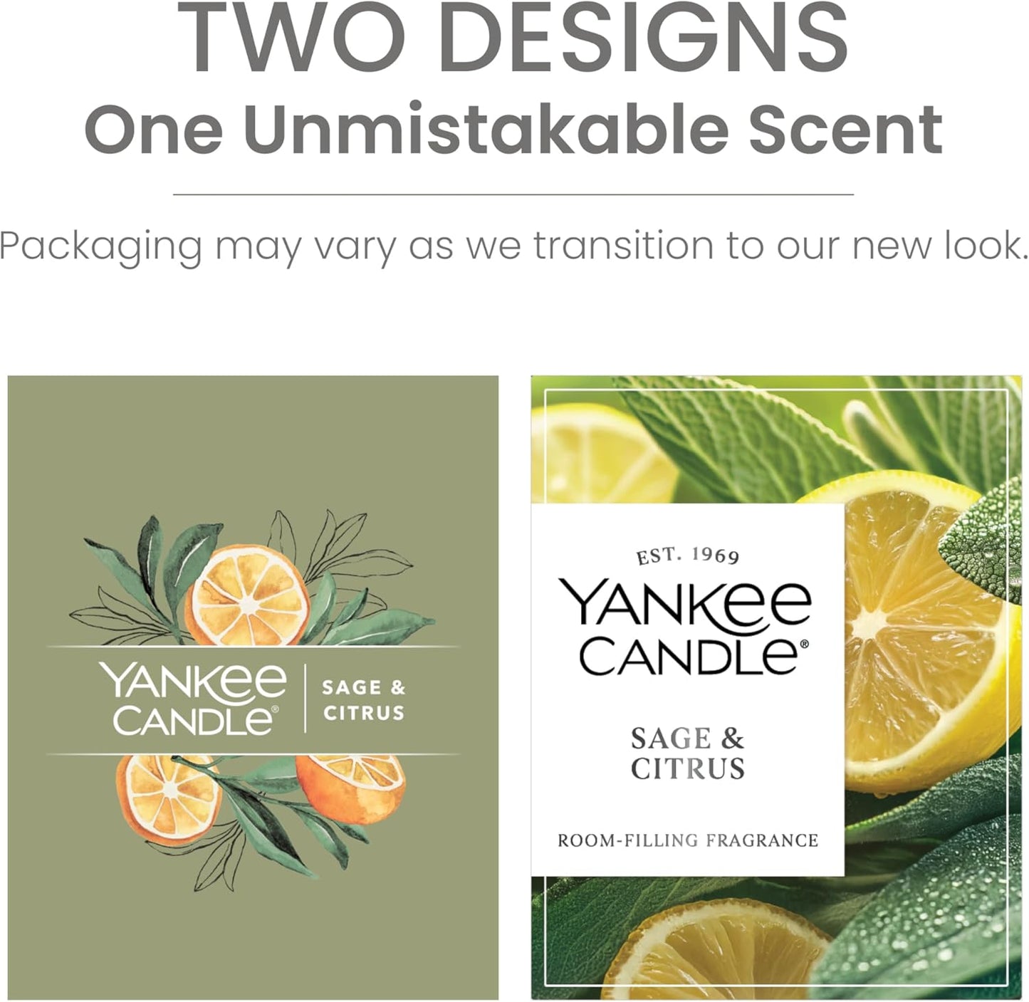 Yankee Candle Sage & Citrus, Scented Candle, 14.5oz 3-Wick Candle Jar with up to 40 Hours Burn Time, Giftable