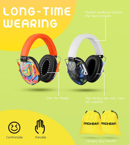 PROHEAR 032 Kids Ear Protection – Ear Muffs for Noise Reduction, 25NRR Noise Cancelling Headphones for Kids,Toddlers, Autism, Sensory Use, Hearing Protection – Orange