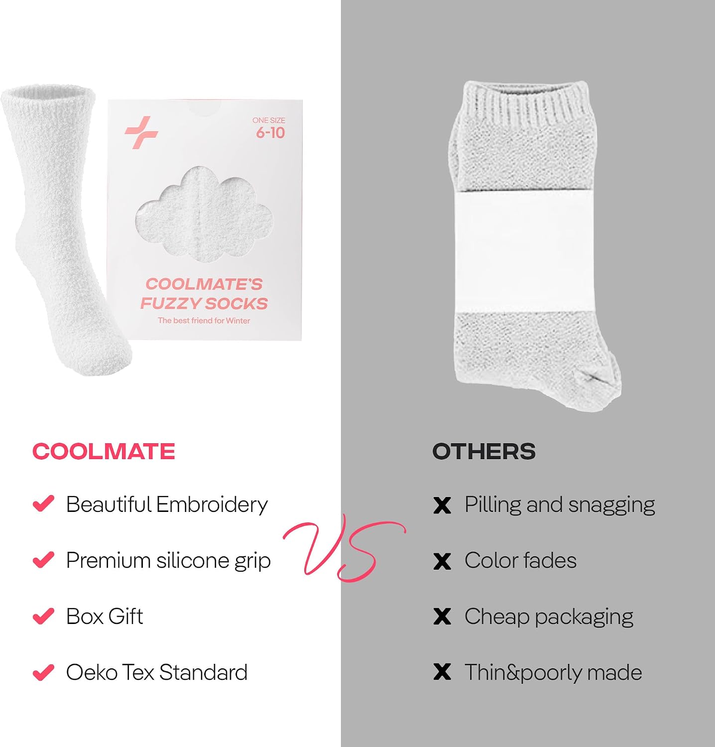 COOLMATE Fuzzy Socks for Women Gift Box – Cozy Soft Cloud Socks for Spa Home, Mother’s Day Gifts for Mom Grandma