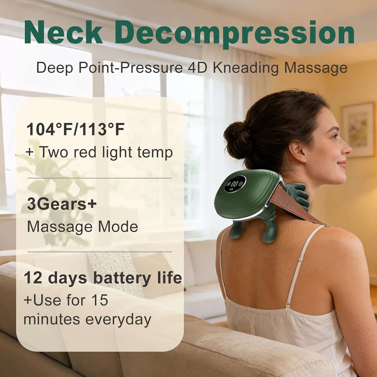 Shoulder & Neck Massager with Heat, Bionic Neck Massager for Pain Relief Deep Tissue, 4D Kneading Fingers, LCD Display & Adjustable Intensity, Relaxation Muscle Tension, Ideal Gift for Men and Women