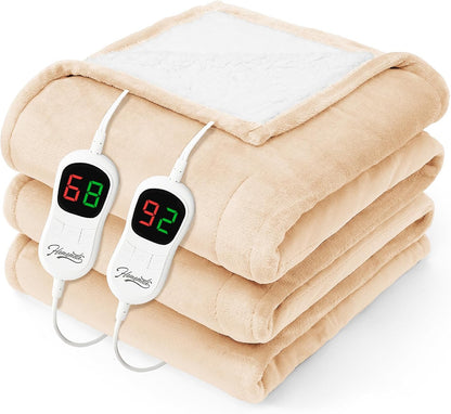 Homemate Electric Heated Blanket Twin - 62"x84" Heating Bed Blankets Throw with 10 Heating Levels 8 Hours Auto Off Fast Heating Over-Heated Protection Ultra Soft Warm Flannel ETL Certified Grey - Colors B
