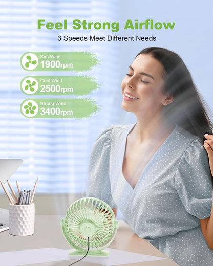 TriPole USB Desk Fan Small Portable, 360° Rotation Quiet Mini Personal Fan