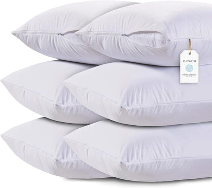 White Classic King Pillow Covers with Zipper 2 Pack - 20 x 36 Ultra-Soft, Cozy and Noiseless King Pillow Protector, 200 Thread Count, Fade-Resistant Pillow Shams