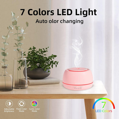 SEEDSEEL 300ML Essential Oil Diffuser,Ultrasonic Aromatherapy Diffuser, 7-Color Gradient Lights, Remote Control, 8 Hours Run Time, Suitable for Home,Office