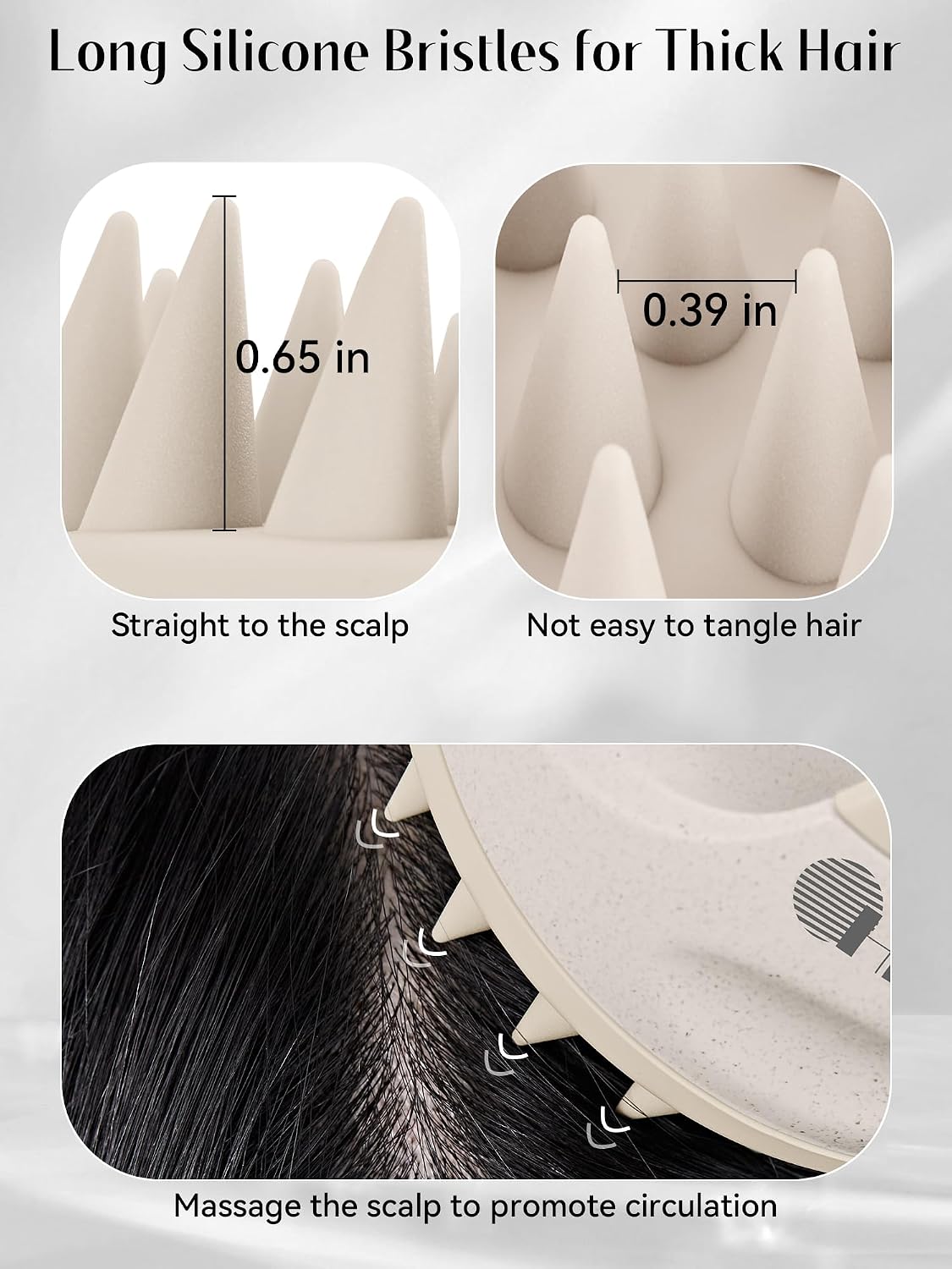 HEETA Scalp Massager with Soft Silicone Bristles for Hair Growth, Dandruff Removal, and Scalp Relaxation - Shampoo Brush for Wet or Dry Hair (Green & Purple)