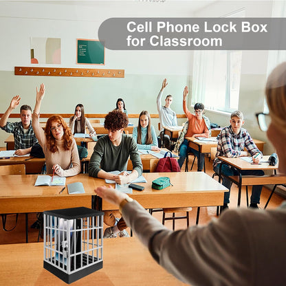 Gemaxvoled Cell Phone Jail Lock Box, Mobile Phones Prison Lockable Cage for Classroom Family Time Party