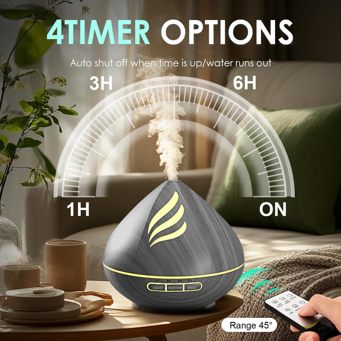 𝟔𝟖%𝐨𝐟𝐟 Essential Oil Scent Diffuser: 500ML Aroma Diffuser for Home Bedroom - 14 Colors LED, Remote Control, Ultra-Quiet Cool Mist Scent Diffuser with Timer for Family - Camel
