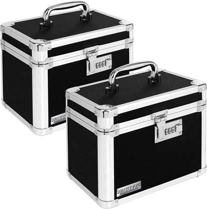 Vaultz Secure Security Lock Boxes - Safe Combination Lock Box, Storage for Documents, Valuables, Medicine & Money - 9.88 x 7.75 x 7 Inch - Black/Chrome