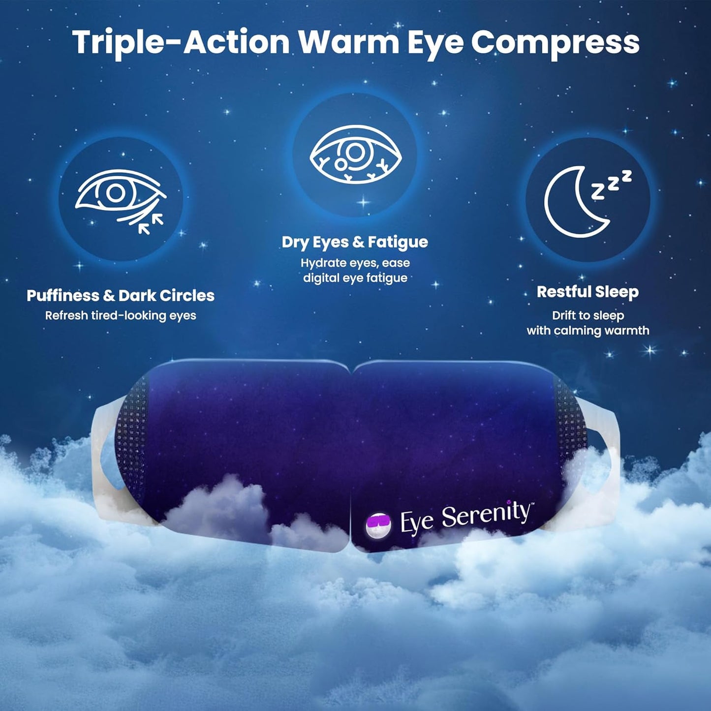 Eye Serenity Steam Eye Mask, Heated Eye Mask, Self Heating Warm Compress for Dry Eyes, Fast Relief for Stye, Puffy Sensitive Eyes, Moist Heat, Gift for Women and Men - Unscented