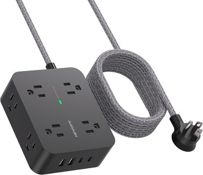 HANYCONY Surge Protector Power Strip, 1080J, 5 Ft Braided Extension Cord
