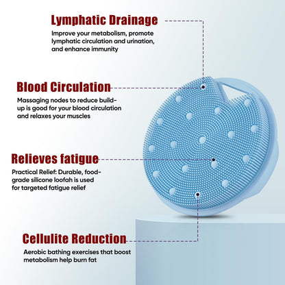 Silicone Body Scrubber -Anti Zinc Infused Exfoliating Body Scrubber | Anti Slip Silicone Loofah,Stiff & Soft Bristles for Cellulite Reduction,Blood Circulation - Black