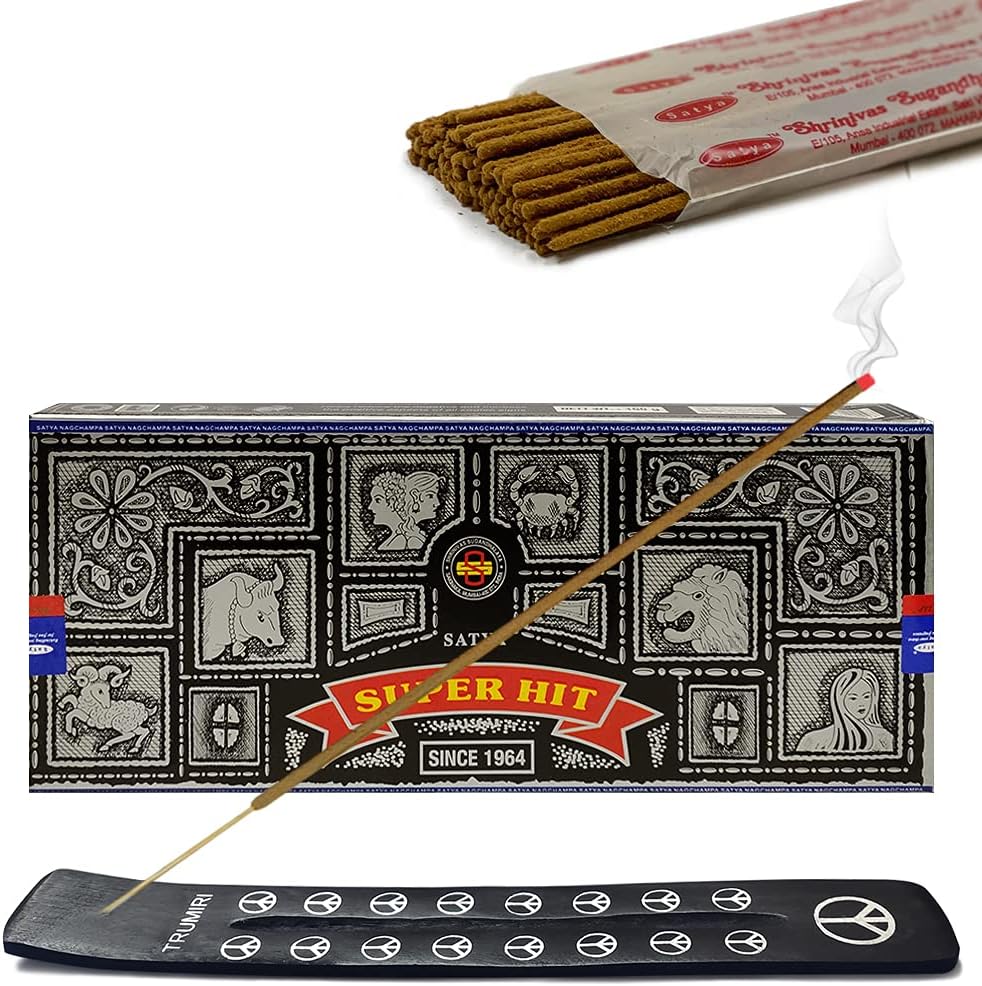 TRUMIRI Incense Stick Holder Bundle with Satya Sai Baba Nagchampa 250g Bulk Incense Sticks Nag Champa Agarbatti - Pack of 1 (Approx 250 Insence-Sticks)