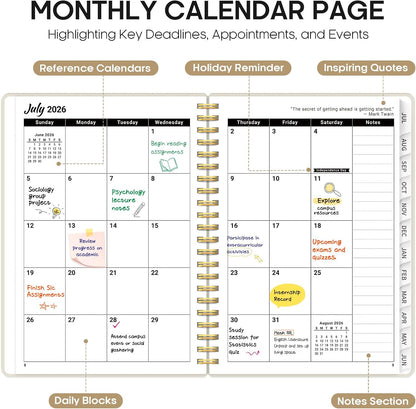 Planner 2026-2027, 8.5" x 11" Weekly and Monthly Academic Year Planner Calendar, July 2026 - June 2027, Hardcover Large School Planning Agenda With Tabs, Perfect for School & Office Supplies, A4, Green