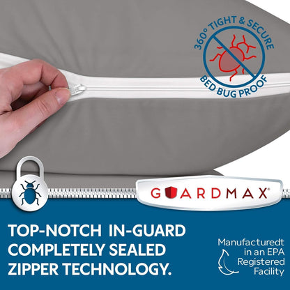 Guardmax Jersey Knitted Pillow Protector with Zipper Standard Size - 4 Pack -100% Waterproof, Bed Bug Proof, Dust Mite Proof, & Hypoallergenic Pillow Covers - Premium Zippered Pillow Cases. (20 X 26)