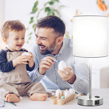 Set of 2 Touch Control Table Lamps with 2 USB & AC Outlet, 3-Way Dimmable Bedside Nightstand Lamps for Bedroom Living Room Nursery, 800 Lumens 5000K Daylight Bulbs Included