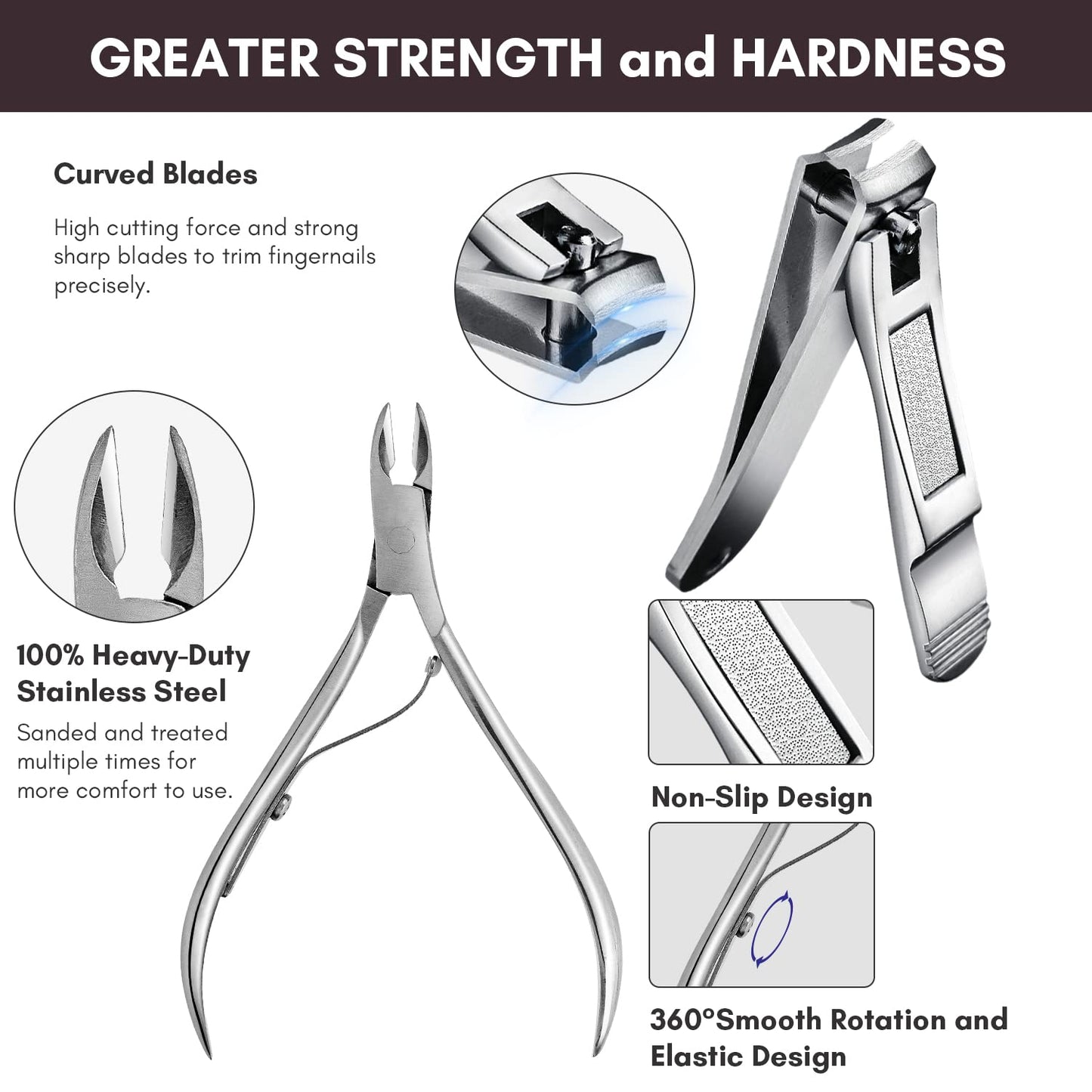 FAMILIFE Gifts for Women, Manicure Set Professional Manicure Kit 11 in 1 Nail Kit Nail Clippers Tools Stainless Steel with Rose Gold Leather Case Travel Sets