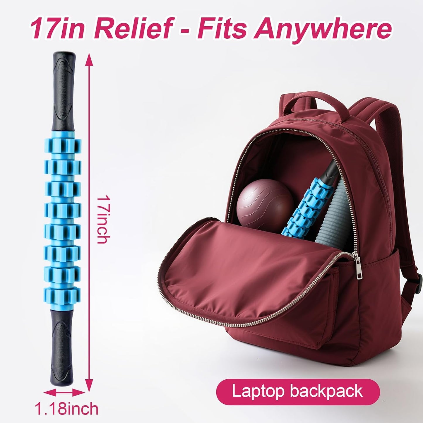 ZanLLW Muscle Roller Stick, Muscle Roller, Liposuction Massage Roller for Lymphatic Drainage, Massager Stick for Relief Muscle Soreness, Trigger Points, Help Exercise Runner Legs, Back Recovery