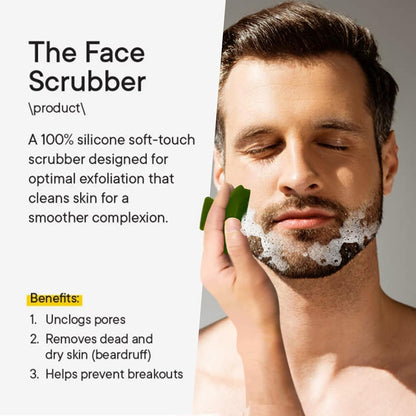 Back Scrubber for Shower & Face Scrubber, 2Pcs Silicone Exfoliating Brush Set with 17In Long Handle, Soft Body & Facial Cleansing Scrubber for Men Women