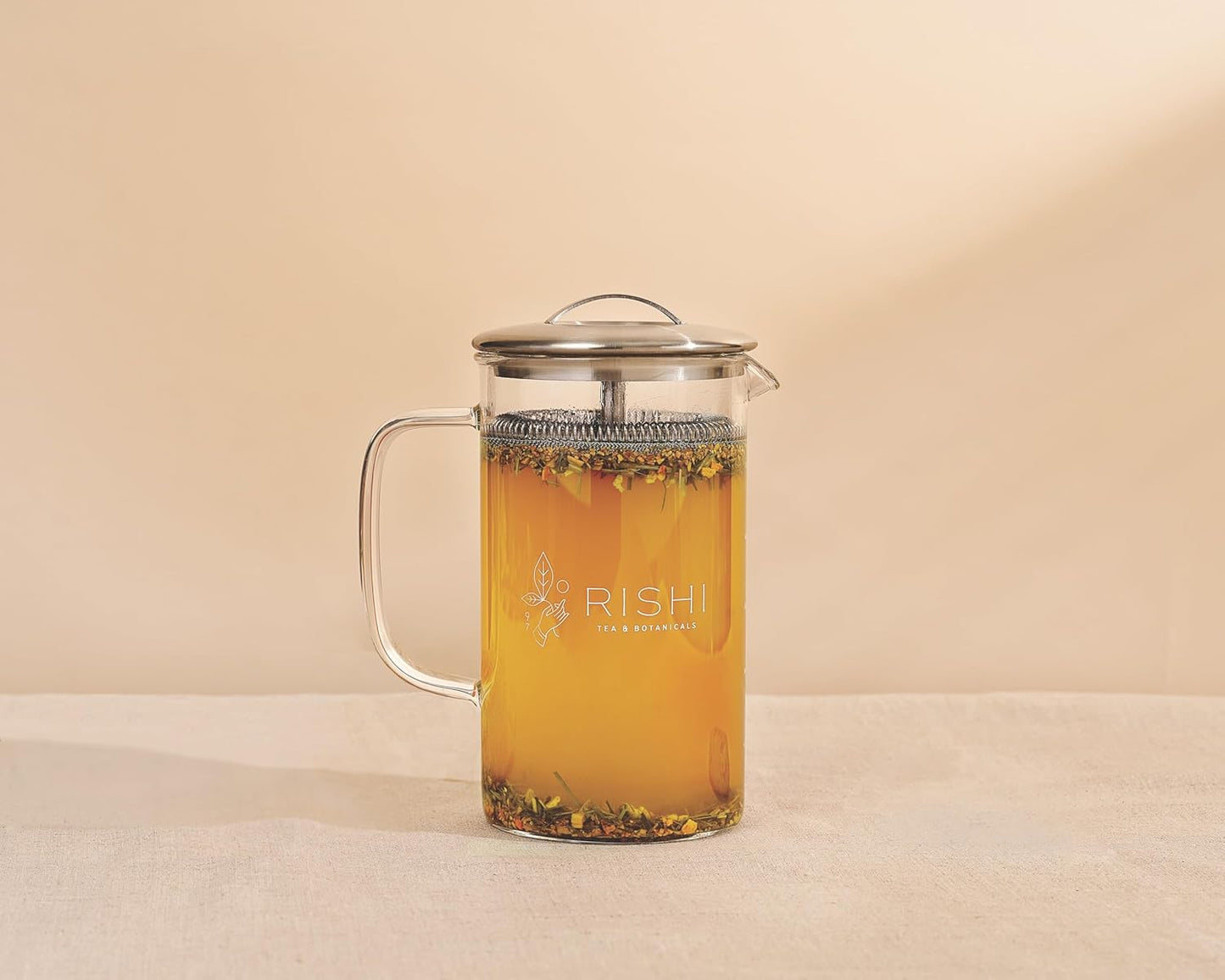 Rishi Tea Simple Brew Teapot - For 12oz Loose Tea Preparation, Built-in Strainer, Everyday Teaware, Easy to Clean, Borosilicate Glass, Enjoy Hot or Iced Tea - 400ml