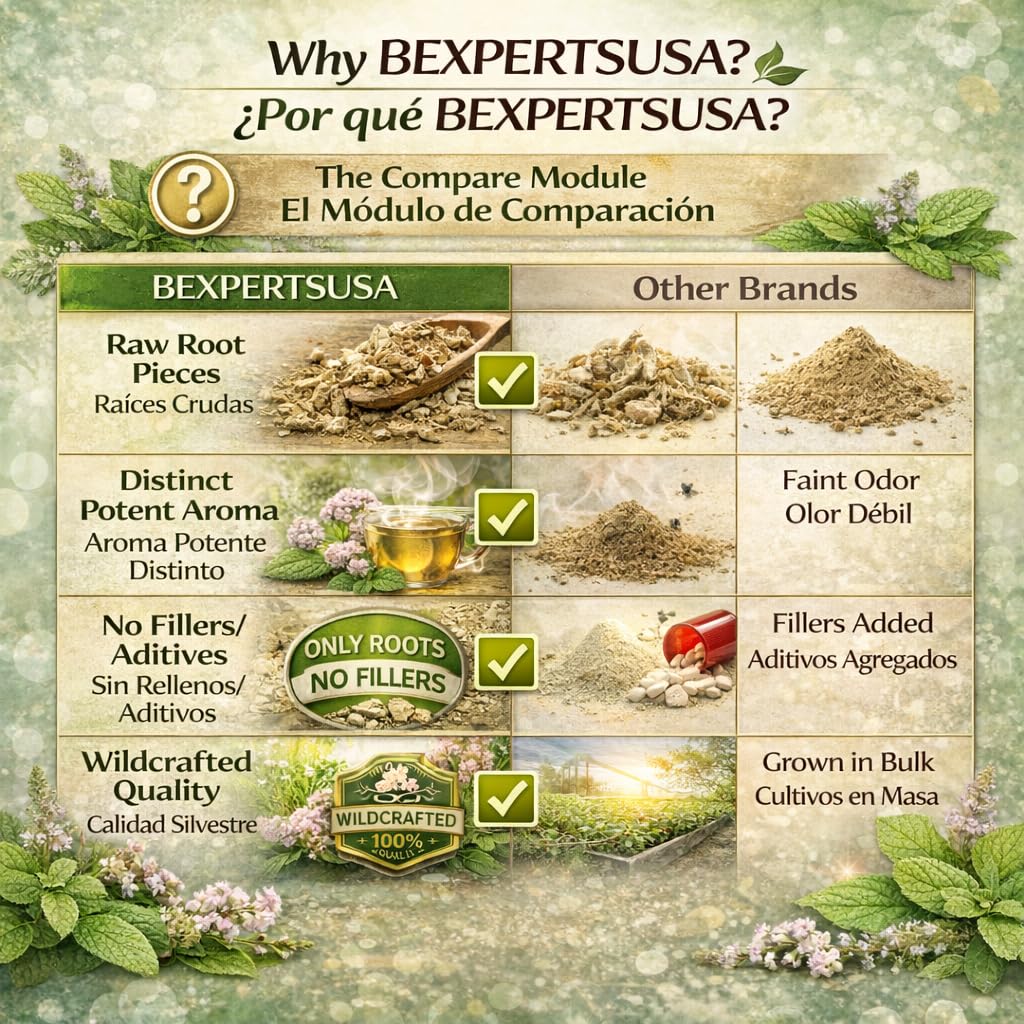 Valerian Root Herbal Tea – 4 oz (113g) – Promotes Restful Sleep Naturally – Calming Infusion – 100% Raw, Vegan, Caffeine-Free – Té de Valeriana – Relaxante y Natural – by BexpertsUSA