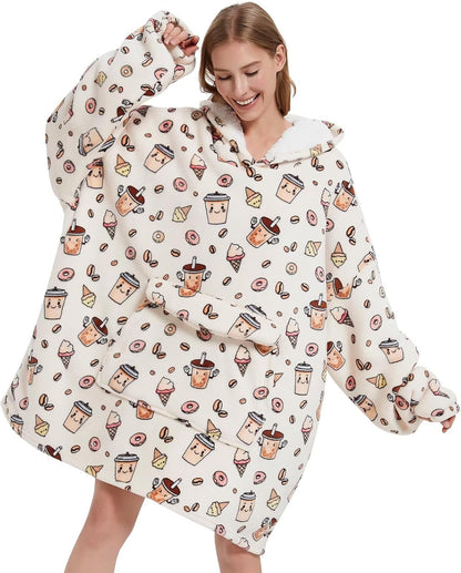 Fiosnow Sun and Moon Blanket Hoodies for Women and Men Adult Oversize Wearable Blanket Hoodies for Soft and Warm