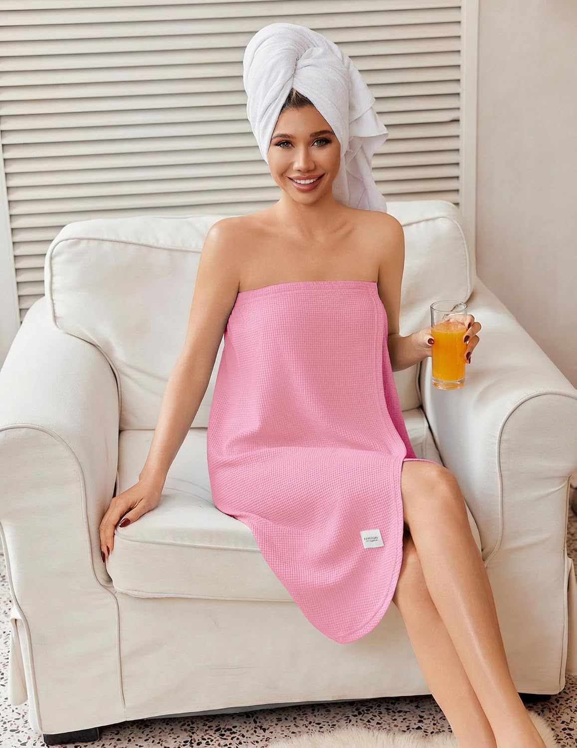 Ekouaer Waffle Robes For Women Bath Wrap Lightweight Shower Wrap 2026 Knee Length Spa Robe with Adjustable Closure S-XL