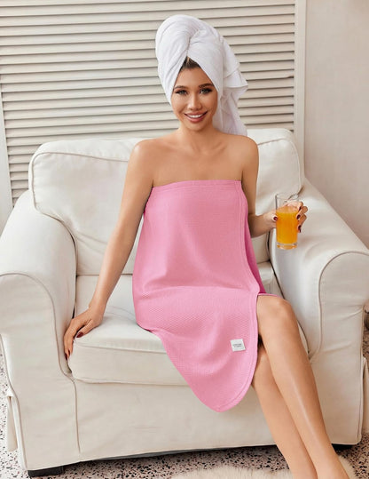 Ekouaer Waffle Robes For Women Bath Wrap Lightweight Shower Wrap 2026 Knee Length Spa Robe with Adjustable Closure S-XL