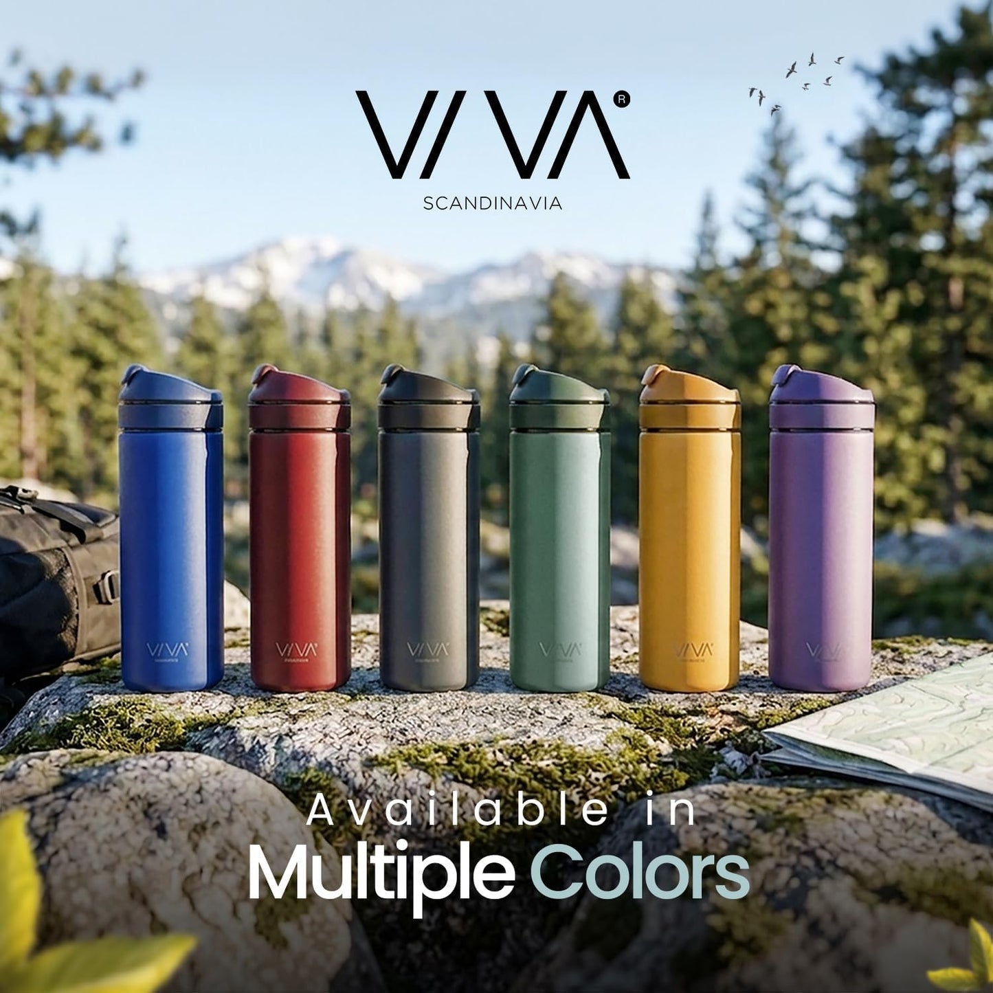 VIVA Recharge Tea Infuser Bottle, 16 oz Insulated Stainless Steel Travel Tea Tumbler with Infuser for Loose Leaf, Hot & Cold Tea & Coffee, Patented Steep Control, Leak-Resistant Lid - Mustard