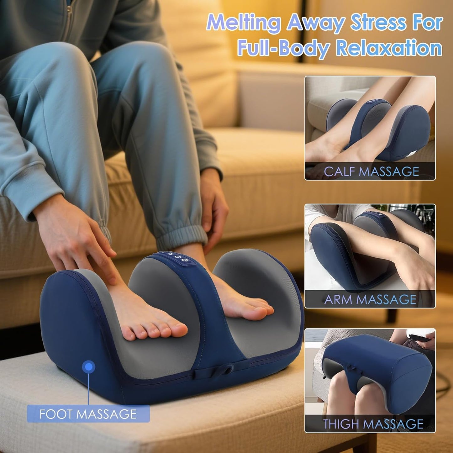 Foot Massager with Heat, Shiatsu Kneading Foot and Calf Electric Massager Machine with Roller, Massage Feet/Arm/Calf/Ankle for Relax, Plantar Fasciitis, Pain Relief, Gifts for Women & Men, Black