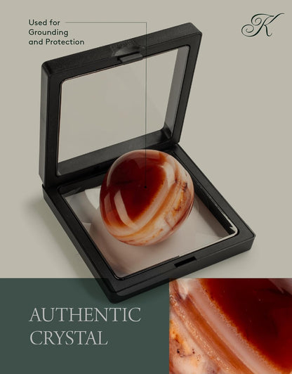 KALIFANO Palm Stone with Healing & Calming Effects - AAA+ Grade High Energy Worry Stone with Information Card - Reiki Crystal Used for Courage (Family Owned and Operated)