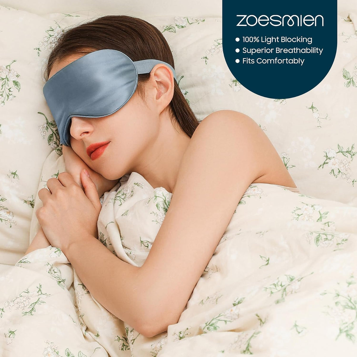 Sleep Mask 100% Mulberry Silk, Misty Blue