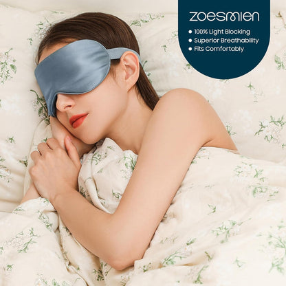 Sleep Mask 100% Mulberry Silk, Misty Blue
