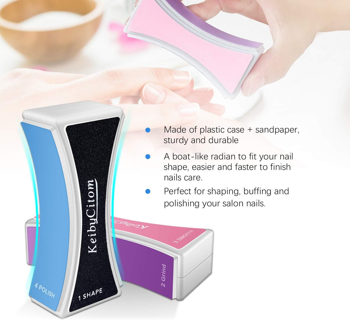 Nail Files and Buffers - Professional Nail Buffer Block for Shaping Polishing, New Natural Nail Polisher with 4 Sides for Nail Art Gel Suit for Home Salons Use (2 Pcs)
