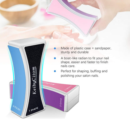 Nail Files and Buffers - Professional Nail Buffer Block for Shaping Polishing, New Natural Nail Polisher with 4 Sides for Nail Art Gel Suit for Home Salons Use (2 Pcs)