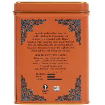 Harney and Sons Caffeinated Hot Cinnamon Sunset Black Tea with Orange and Cloves Tin 20 Sachets, Black Tea with Warming Spices (Pack of 1)