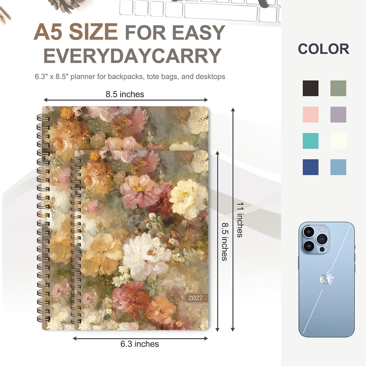 Planner 2026-2027, Weekly and Monthly Calendar Planner, JUL 2026 - JUN 2027 - Colors B