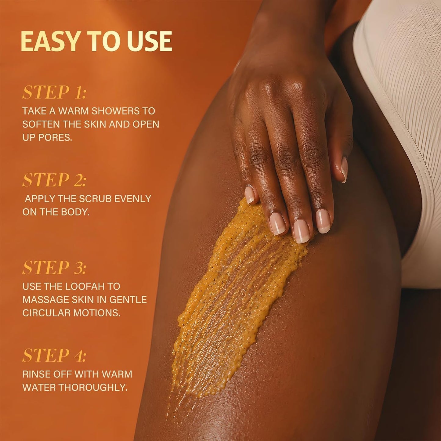 RIHAKO Turmeric Body Scrub, Exfoliating Body Scrub with Vitamin C, Deep Cleansing Skin Exfoliator Scrub, Organic Moisturizing Skincare for Bikini Area, Body, Hands, and Foot 11.64 oz