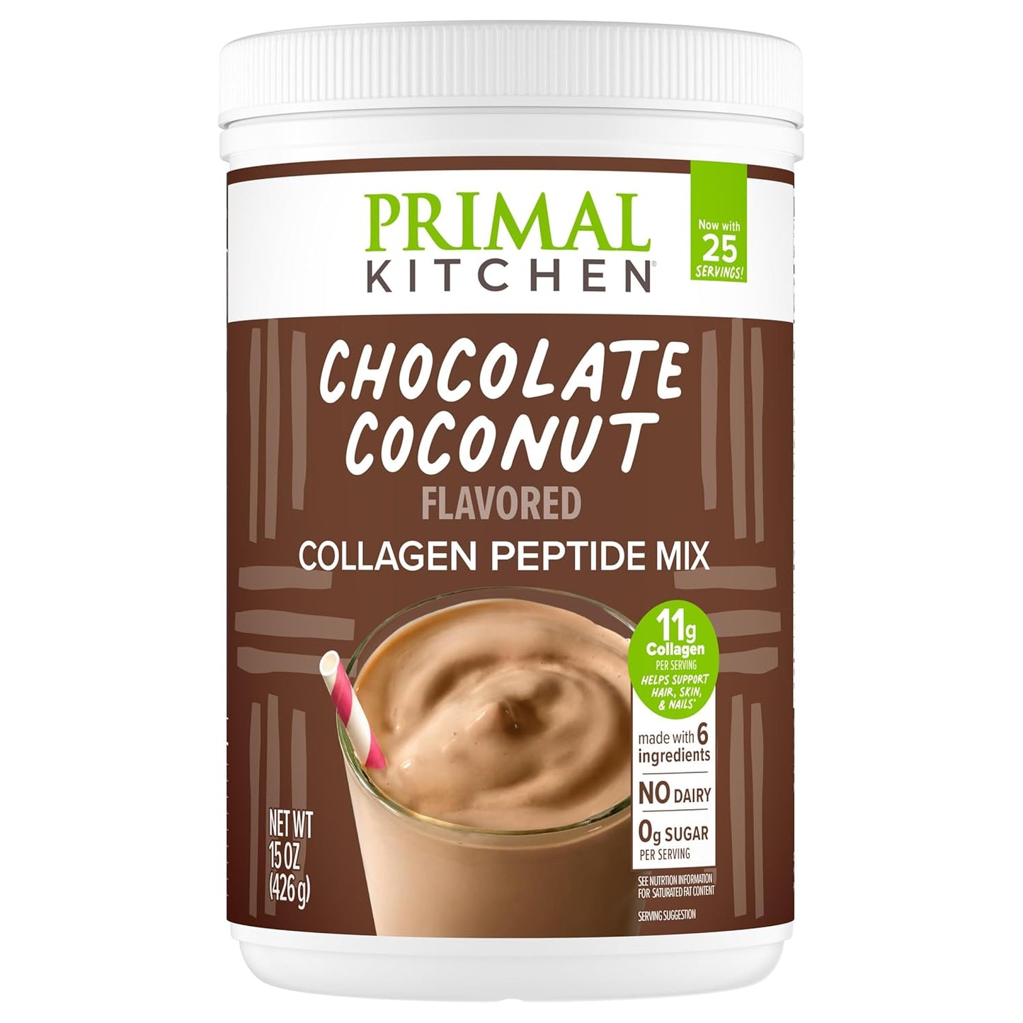 Primal Kitchen Matcha Collagen Keto Latte Powder, Sugar-Free Collagen Peptides, 9.33 Ounces