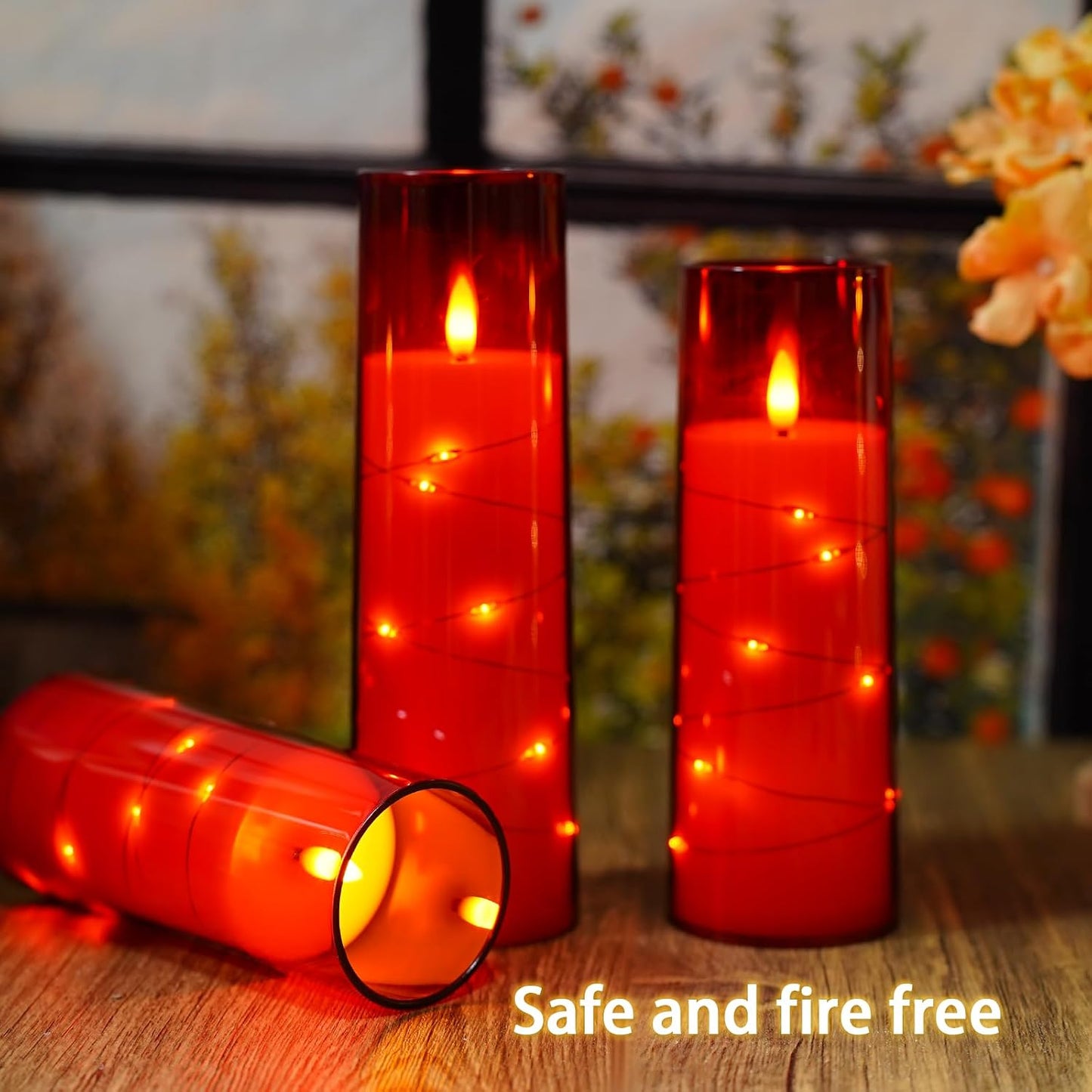 Nimiko Flickering Flameless LED Candles,Battery Operated Candles 24 Pcs with Embedded Star String,Acrylic LED Pillar Candles with Remote,Suitable for Home Decoration to Create an Atmosphere (White)