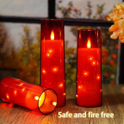 Nimiko Flickering Flameless LED Candles,Battery Operated Candles 24 Pcs with Embedded Star String,Acrylic LED Pillar Candles with Remote,Suitable for Home Decoration to Create an Atmosphere (White)