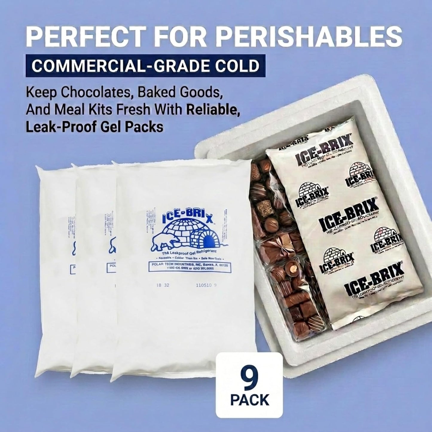 ICE-BRIX Reusable Gel Ice Packs for Shipping, 5 x 2.75 x 0.75 in, 3 oz White (96 Pack) - Compact Cold Packs for GLP-1 Medication Mailers, Lunch Boxes, Small Coolers, Frozen Food & Perishables