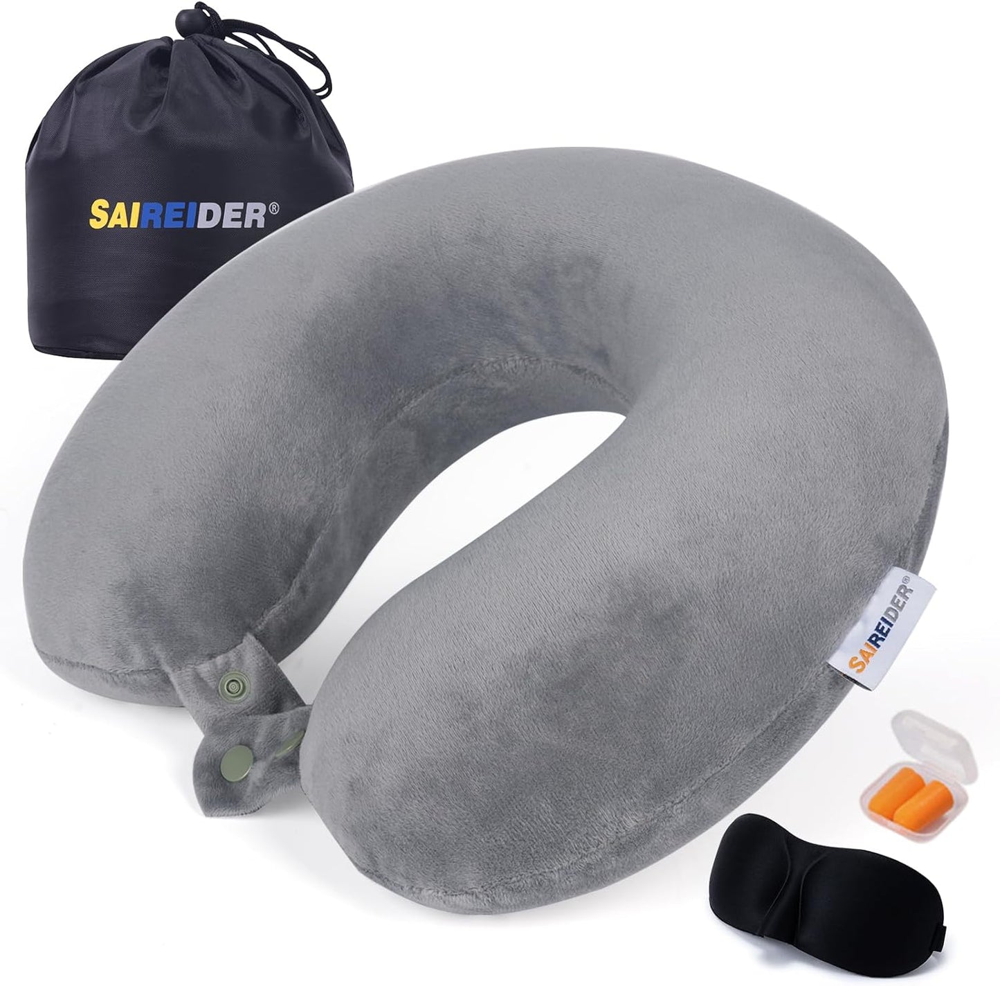 SAIREIDER Neck Pillows for Travel-Head Neck Support Travel Pillow for Traveling, Car, Home, Office Adjustable(Navy Blue)