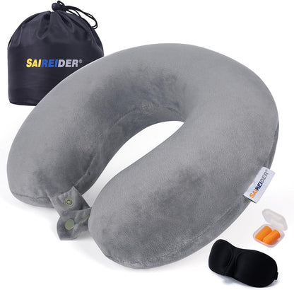SAIREIDER Neck Pillows for Travel-Head Neck Support Travel Pillow for Traveling, Car, Home, Office Adjustable(Navy Blue)