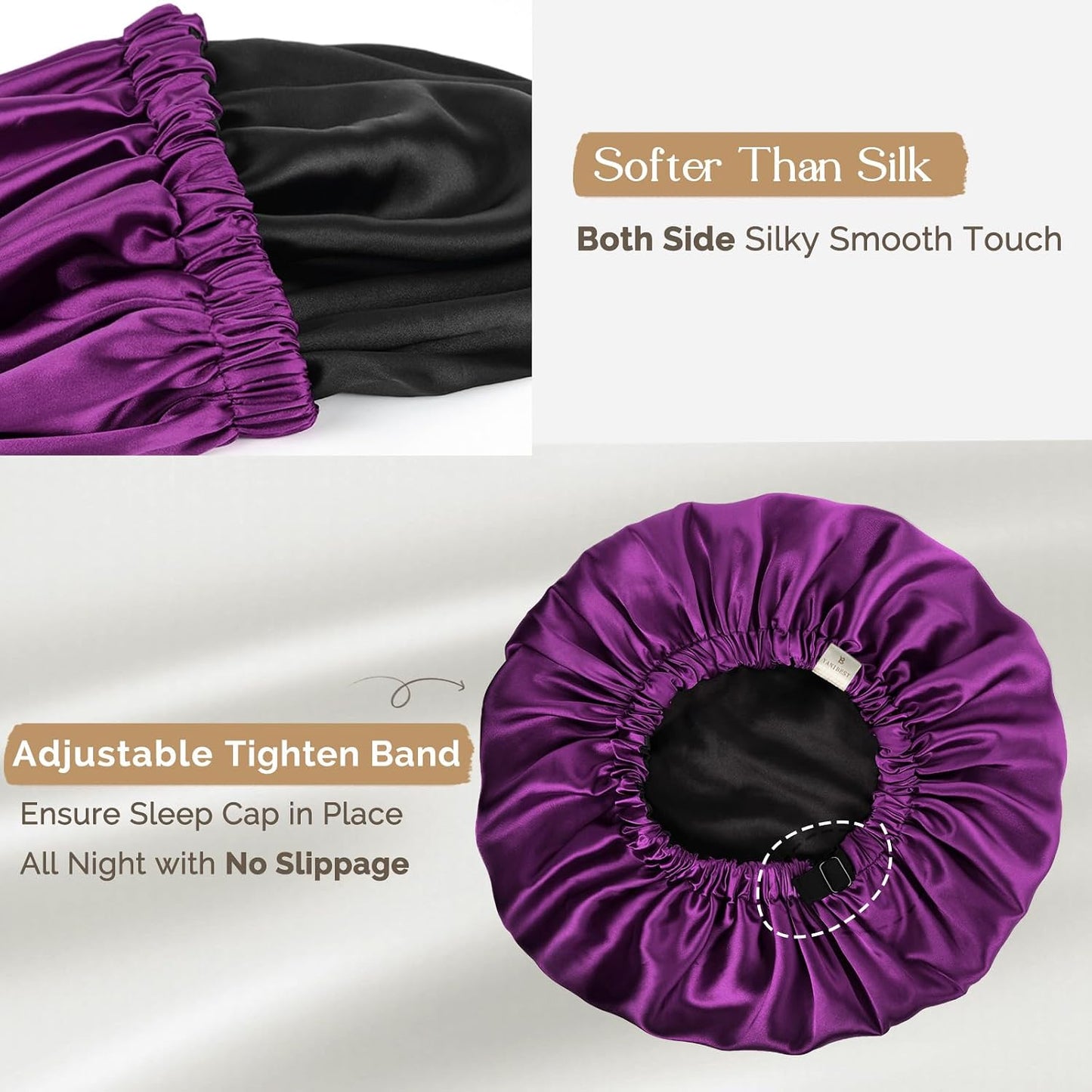 YANIBEST Silk Bonnet Satin Bonnet for Sleeping Women Men, Adjustable Double Layer Hair Bonnet for Curly Braids Reduce Frizz